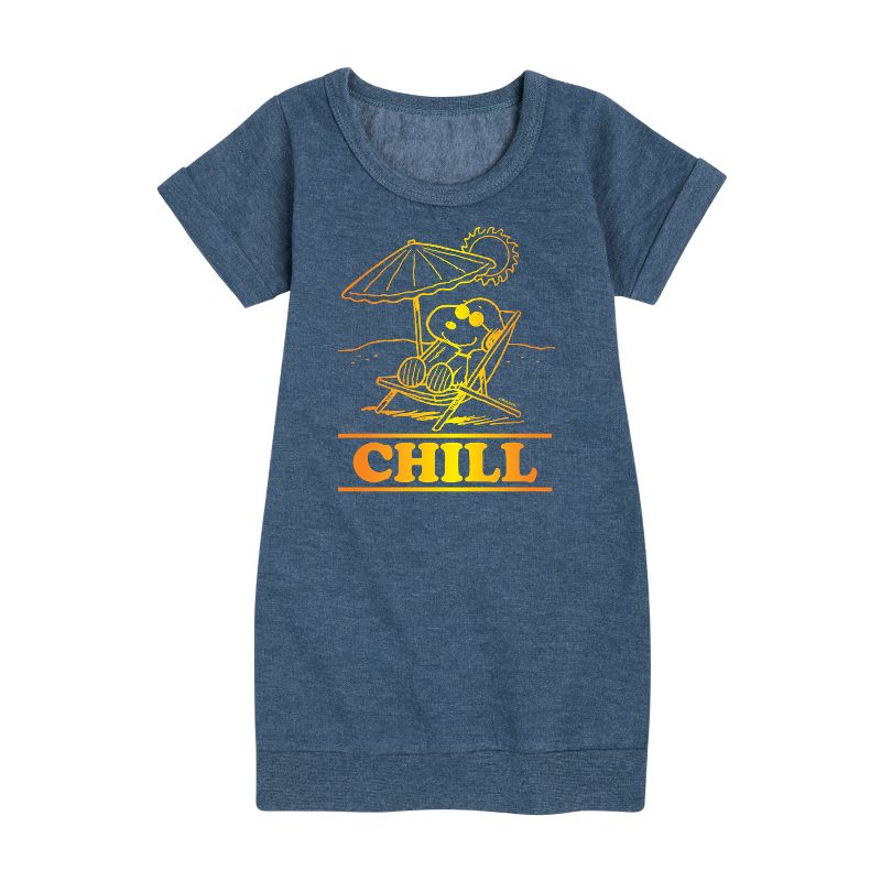 Girls' - Peanuts - Chill Snoopy Graphic Short Sleeve Fleece Dress