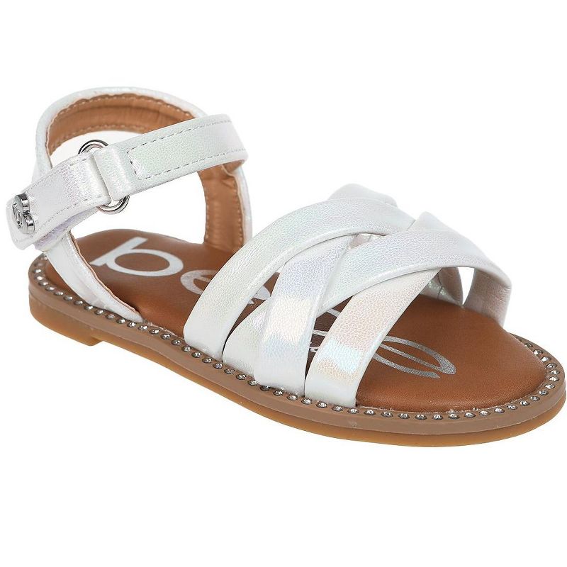 bebe Toddler Girls' Sandals - Open Toe Flat Sandals Comfy Summer Flats for Toddler and Little Kids