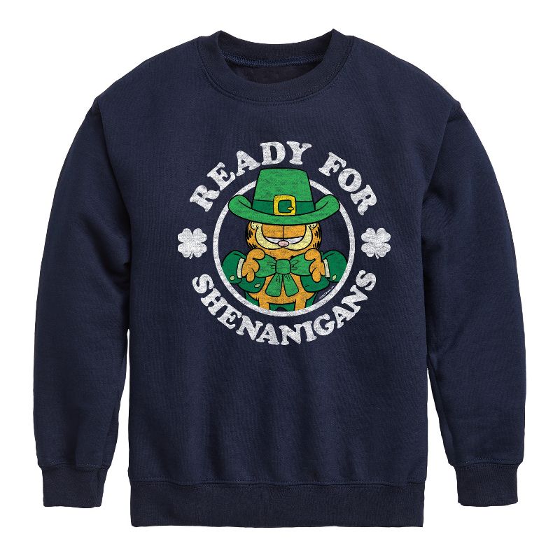 Boys' - Garfield - Ready For Shenanigans Graphic Long Sleeve Fleece Sweatshirt
