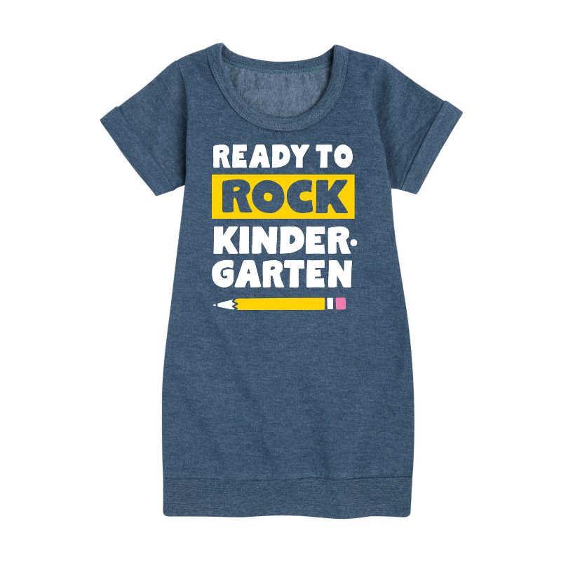 Girls' - Instant Message - Ready To Rock Kindergarten Graphic Short Sleeve Fleece Dress