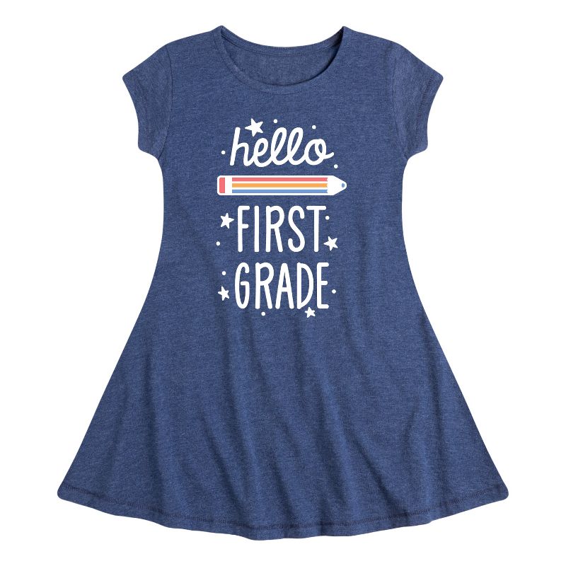 Girls' - Instant Message - Hello First Grade Fit & Flair Cap Sleeve Dress