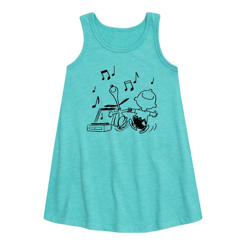 Girls' - Peanuts - Snoopy Dancing Graphic Sleeveless Aline Dress