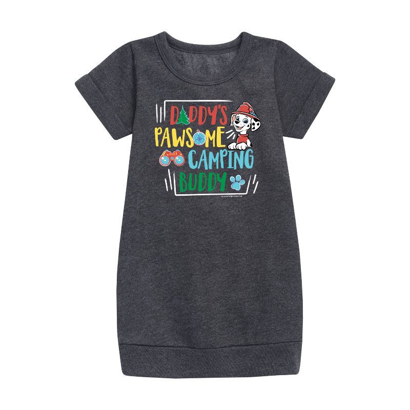 Girls' - Paw Patrol - Daddy's Pawsome Camping Buddy Graphic Short Sleeve Fleece Dress