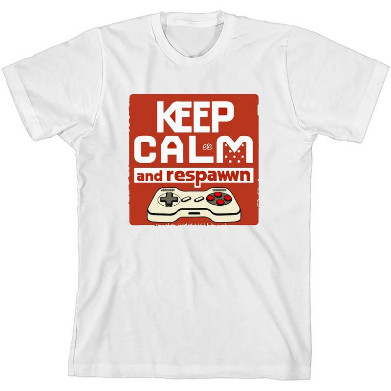 Keep Calm and Respawn Controller Youth Crew Neck Short Sleeve Tee