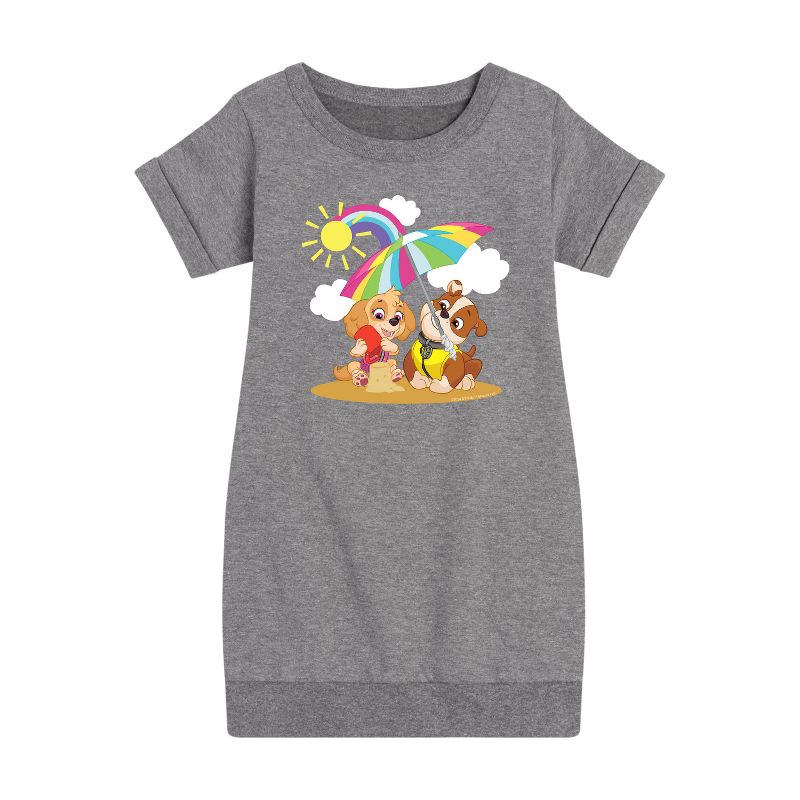 Girls' - Paw Patrol - Skye Rubble Beach Graphic Short Sleeve Fleece Dress
