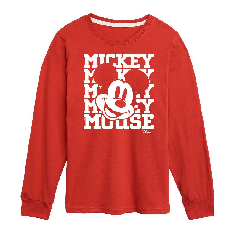 Boys' - Disney - Mickey, Mickey, Mickey Mouse Long Sleeve Graphic T-Shirt