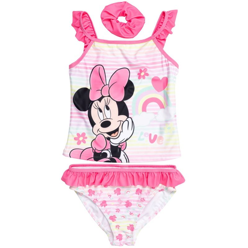 Disney UPF 50+ Tankini Top, Bikini Bottom and Scrunchie 3 Piece Swimsuit Set