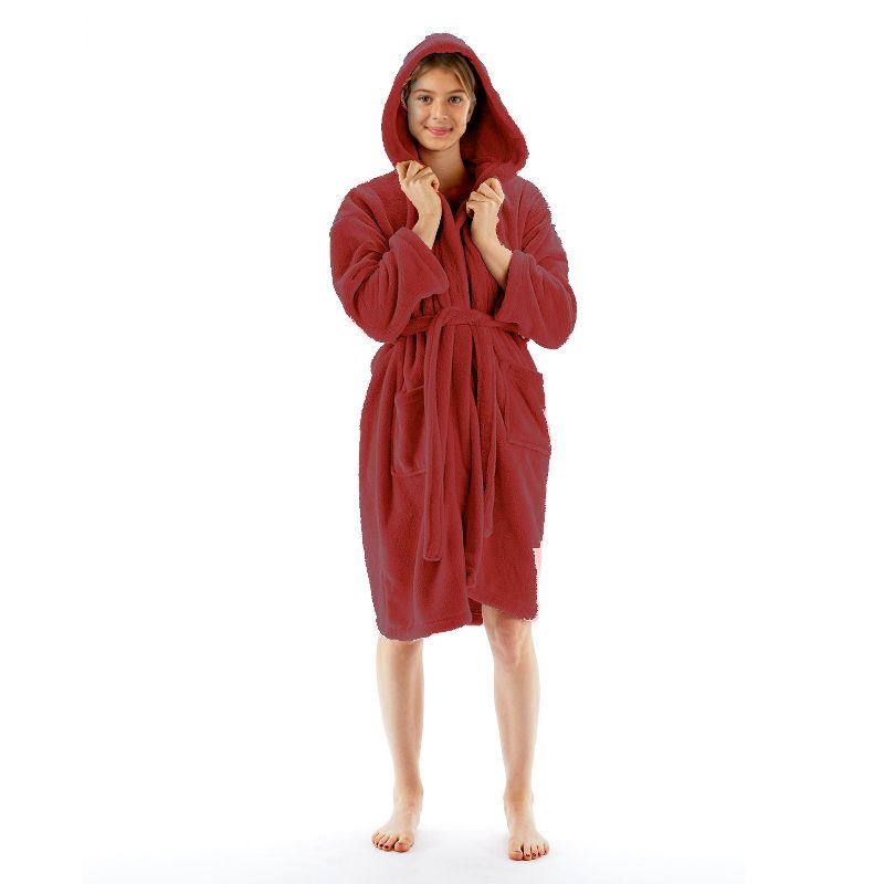 BC BARE COTTON Girls Hooded Robe Microfiber Plush Fleece Bathrobe