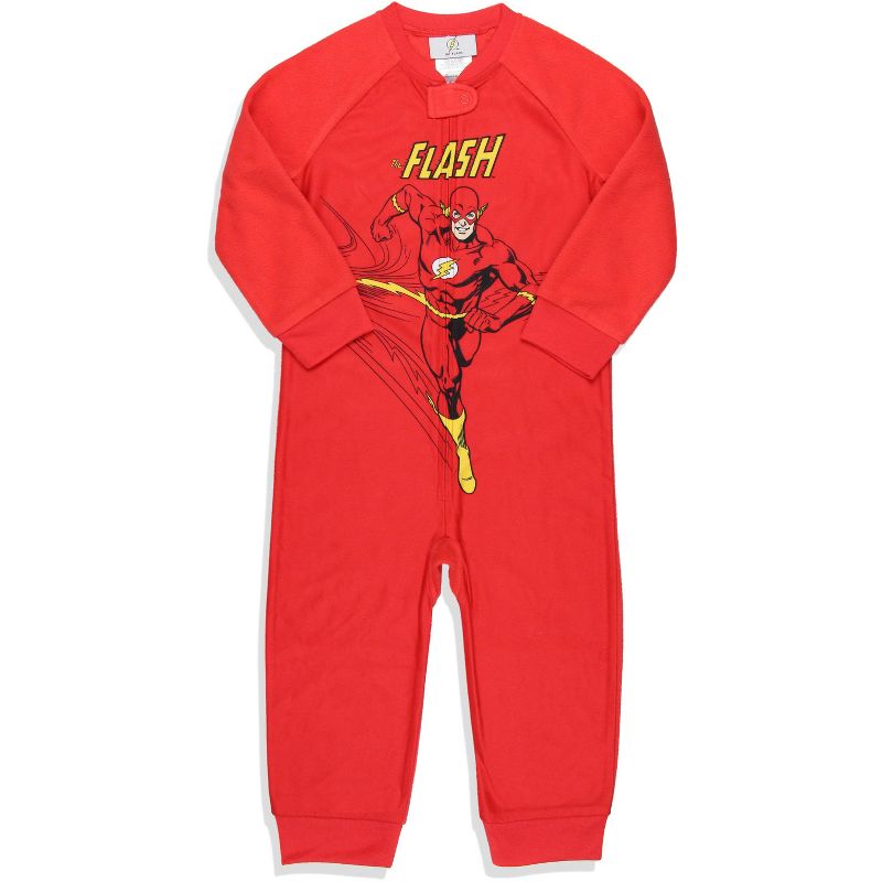 زي بيجامة كلاسيكي من DC للأولاد الصغار بدون أقدام من The Flash Union باللون الأحمر