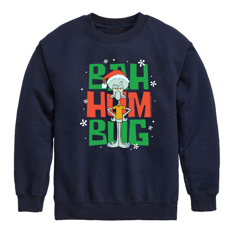 Boys' - SpongeBob SquarePants - Squidward Bah Humbug Graphic Long Sleeve Fleece Sweatshirt
