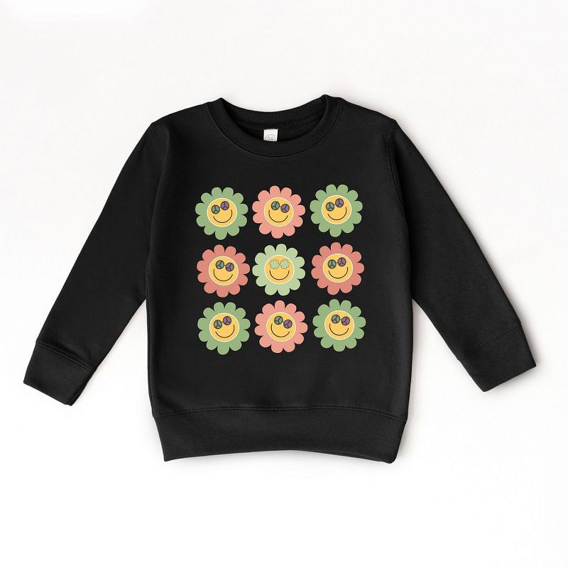 The Juniper Shop Smiley Flowers With Sunglasses Toddler Graphic Sweatshirt