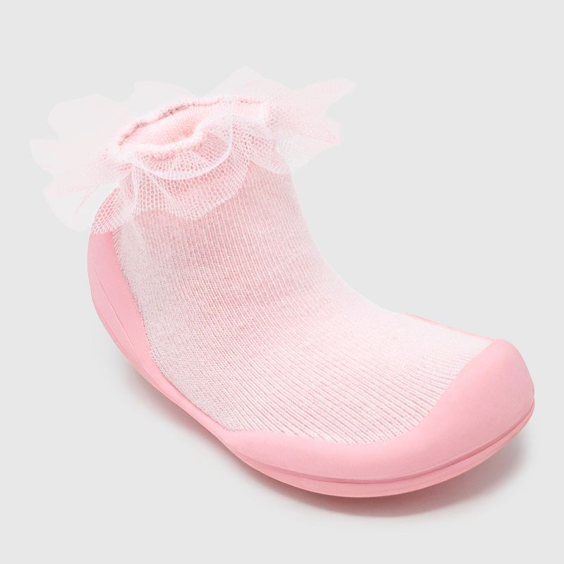 Komuello Toddler Girl Sock Shoes - Tulle Trim