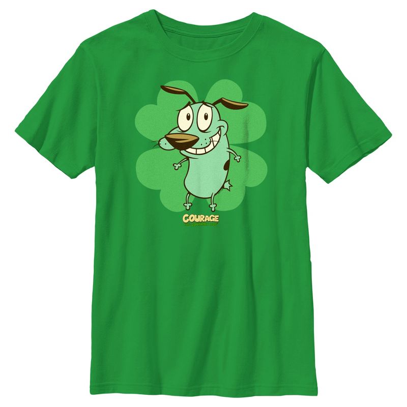 Boy's Courage the Cowardly Dog St. Patrick’s Day Clover T-Shirt