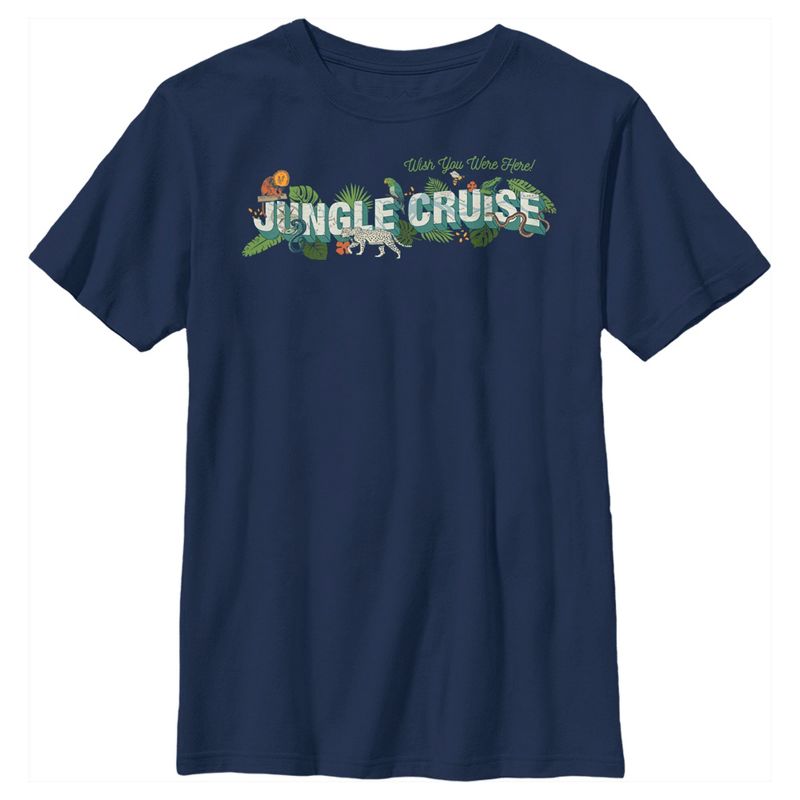 Boy's Jungle Cruise Wish You Were Here Postcard Logo T-Shirt
