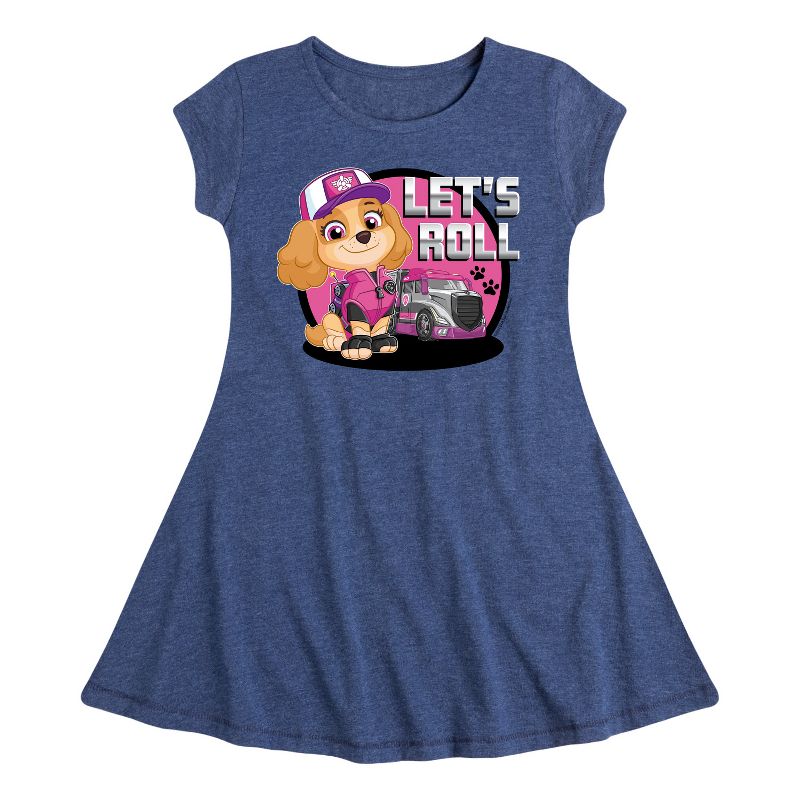 Girls' - Paw Patrol - Let's Roll Skye Fit & Flair Cap Sleeve Dress