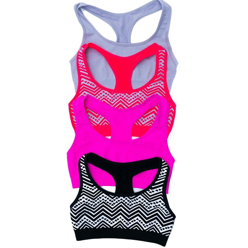 حمالات صدر Just Love Girls - عبوة من 4 حمالات صدر مريحة وأنيقة للتدريب للفتيات