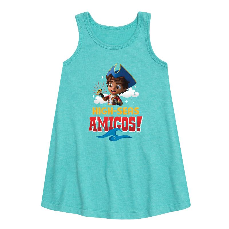 فستان بناتي من سانتياغو البحار - أفضل صديق للبحر - بدون أكمام بتصميم جرافيكي