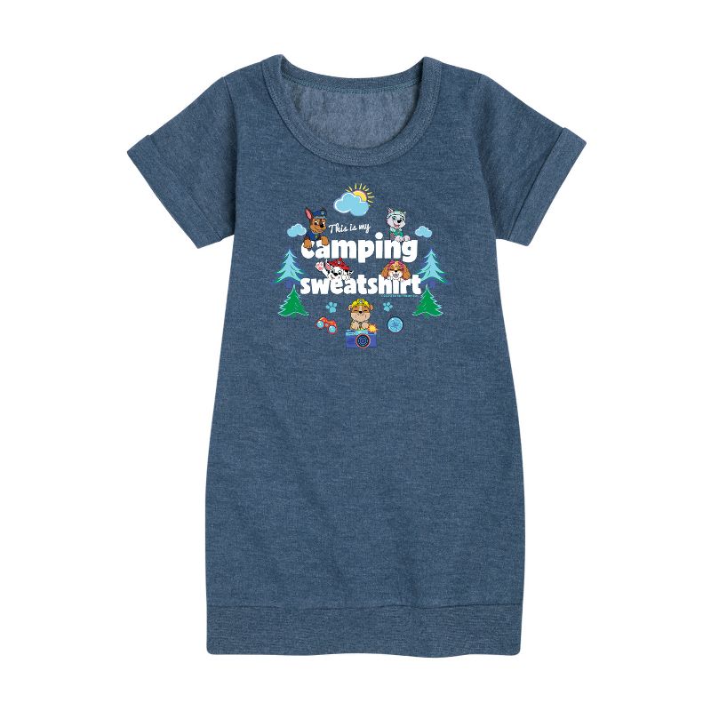 Girls' - Paw Patrol - This Is My Camping Sweatshirt Graphic Short Sleeve Fleece Dress