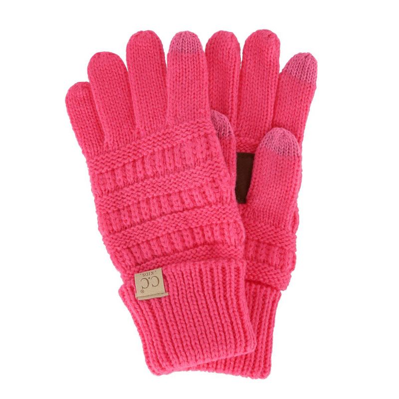 قفازات CC Kids' One Size Fits Most Solid Cable Knit Touch Screen