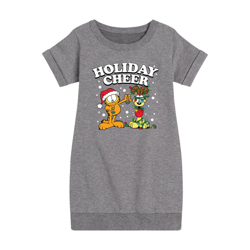 Girls' - Garfield - Feliz Navi Dog Graphic Short Sleeve Fleece Dress
