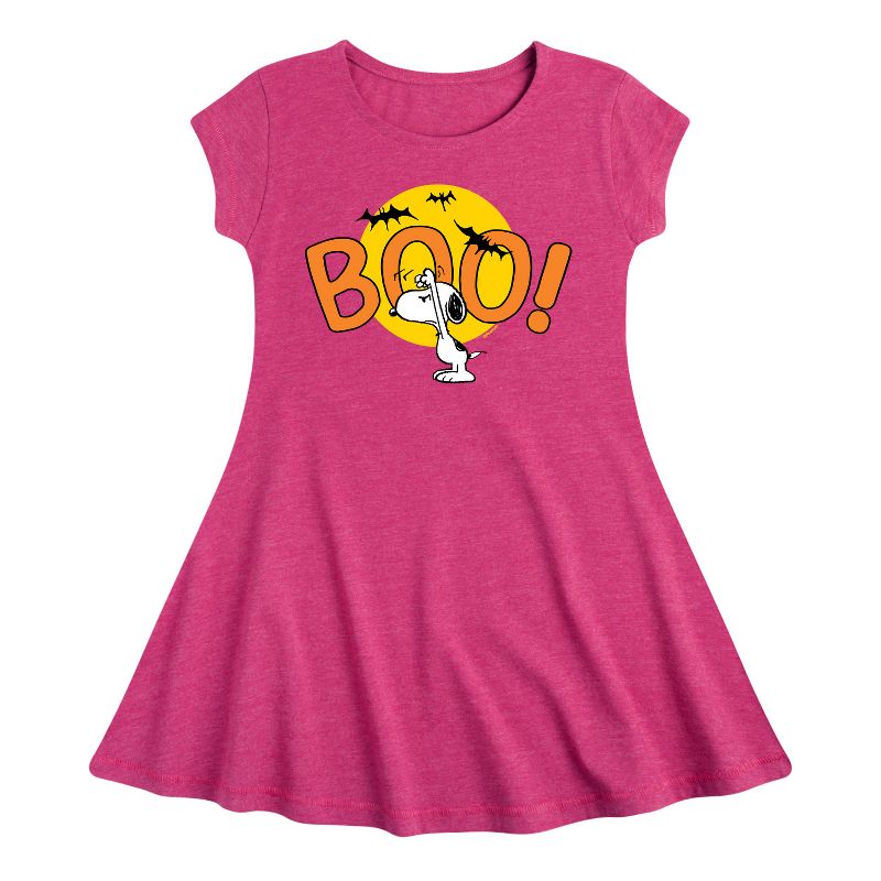 Girls' - Peanuts - Boo Snoopy Fit & Flair Cap Sleeve Dress
