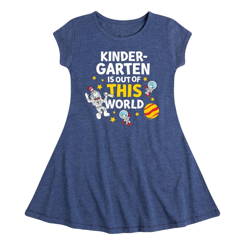 Girls' - Dr. Seuss - Kindergarten Out Of This World Fit & Flair Cap Sleeve Dress