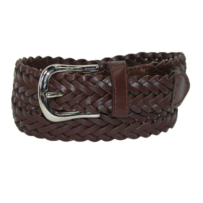 CTM Boys' Leather 3/4 Inch Adjustable Braided Dress Belt