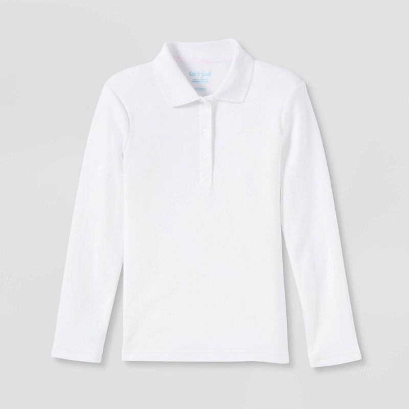 Girls' Long Sleeve Interlock Uniform Polo Shirt - Cat & Jack™