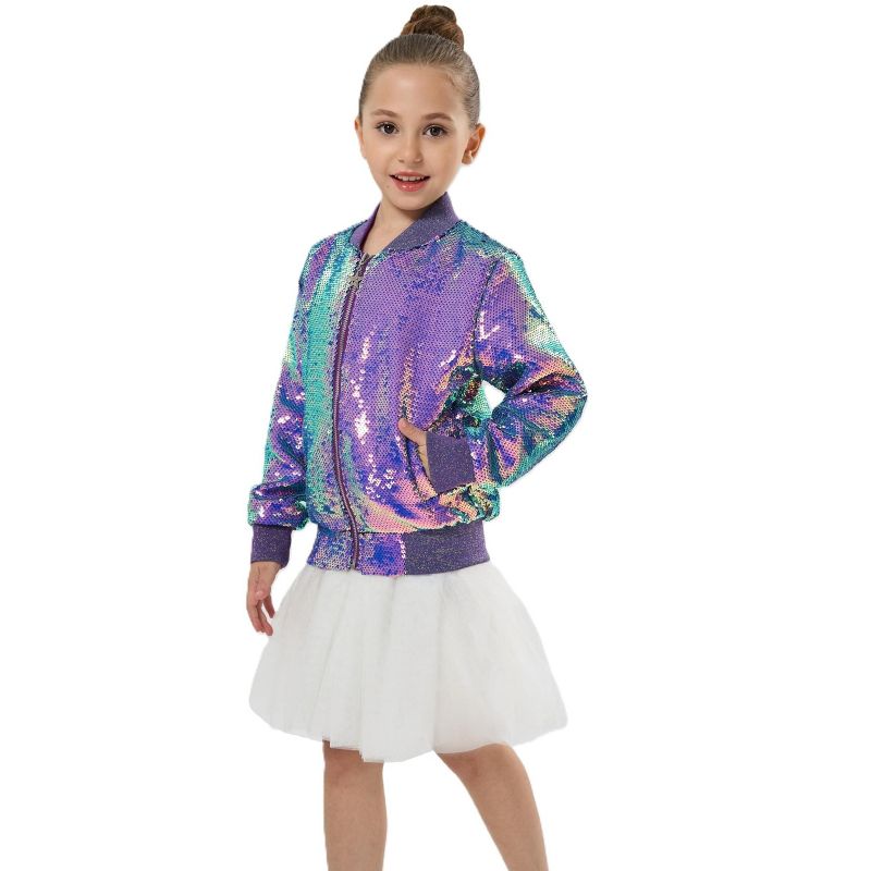 2Bunnies Girls' Mystic Mermaid Sequin Bomber Jacket