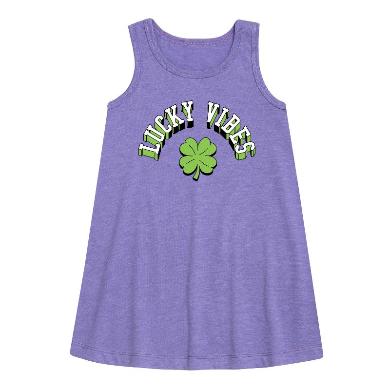 Girls' - Instant Message - St. Patrick's Day Lucky Vibes Graphic Sleeveless Aline Dress