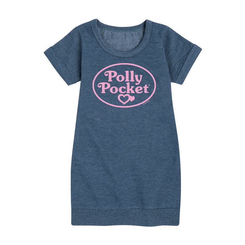 Girls' - Polly Pocket - Polly Pocket Pink Logo Graphic Short Sleeve Fleece Dress