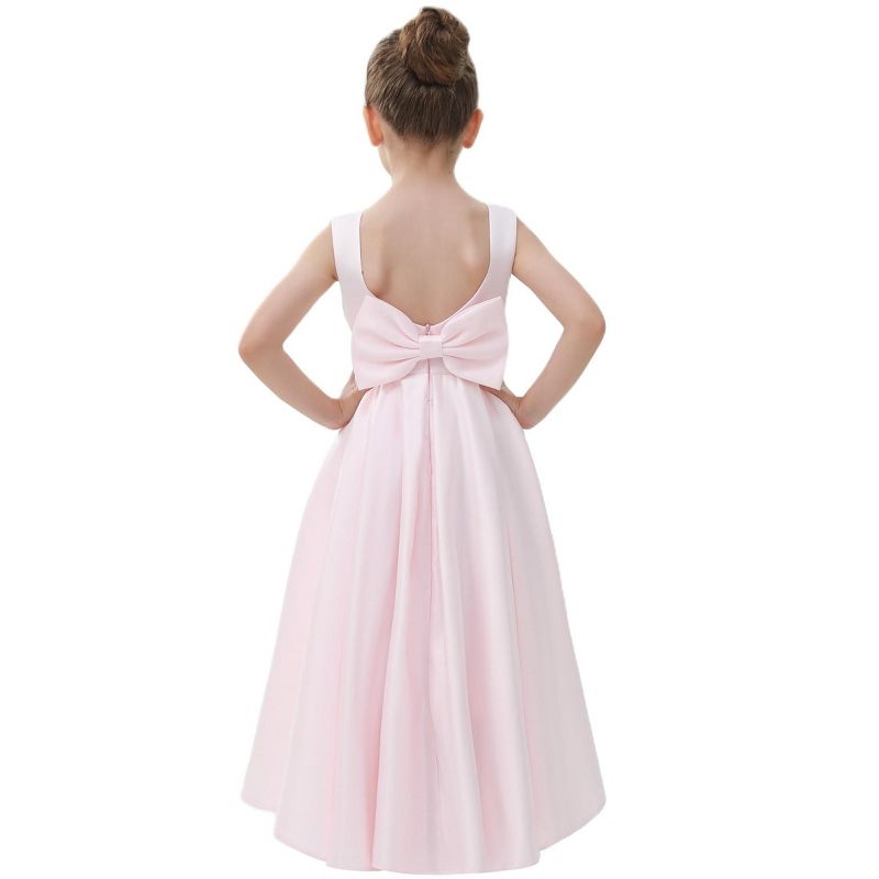 2Bunnies Girls' Satin Bow-Knot Sleeveless Maxi Dress