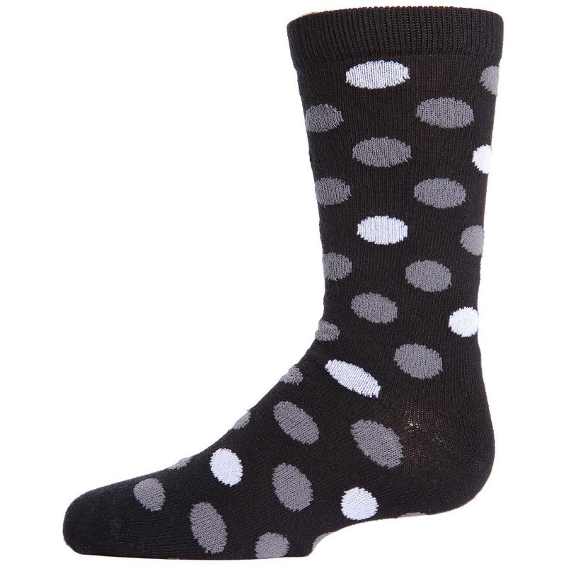 Memoi Boys' Spots and Dots Ribbed Cotton Crew Socks