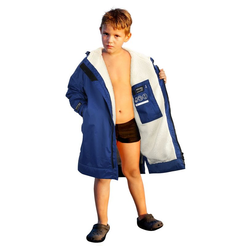 سترة سباحة كاتالونيا للأطفال والمراهقين، خفيفة الوزن ومقاومة للماء والرياح، ومعطف دافئ مبطن بالصوف لدروس السباحة والشاطئ