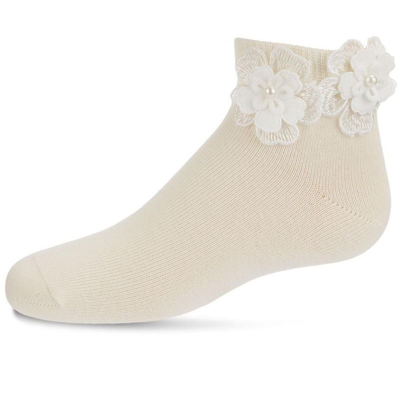 Memoi Dual Flower Girls Cotton Blend Anklet Sock