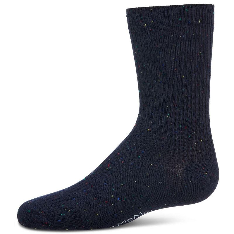 Memoi Thin Ribbed Cotton Blend Speckled Crew Sock
