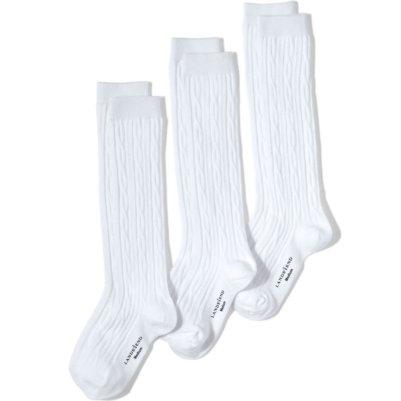 Lands' End Kids Solid Cable Knee Socks (3-pack)