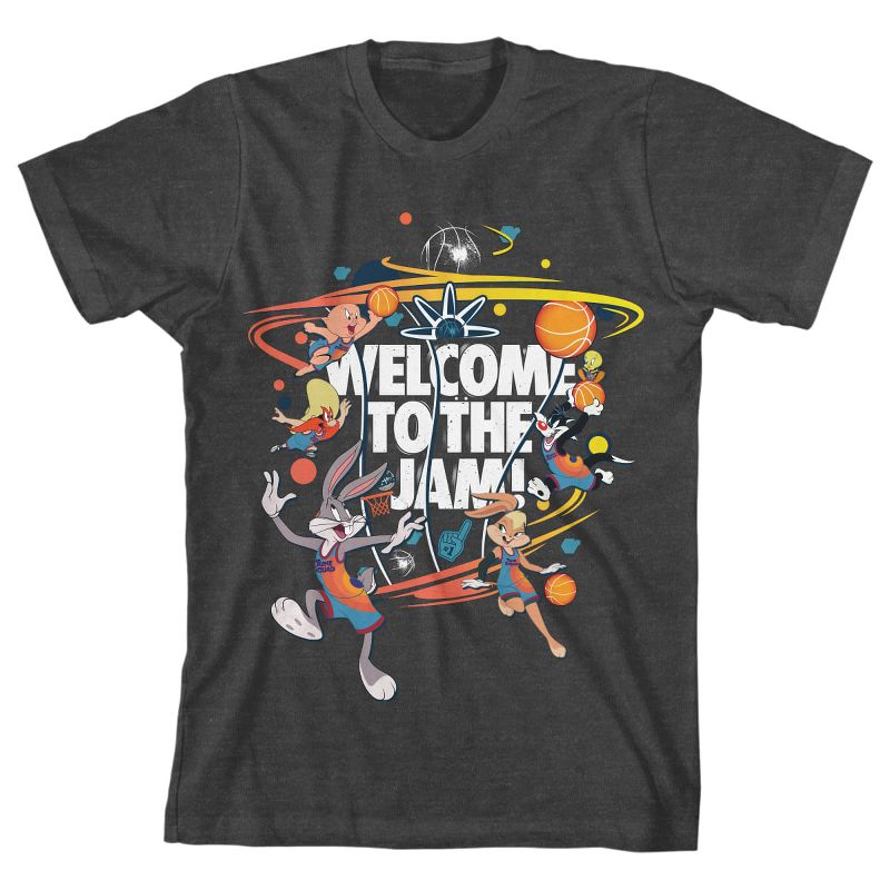 Space Jam 2 Welcome to the Jam Youth Charcoal Gray Graphic Tee