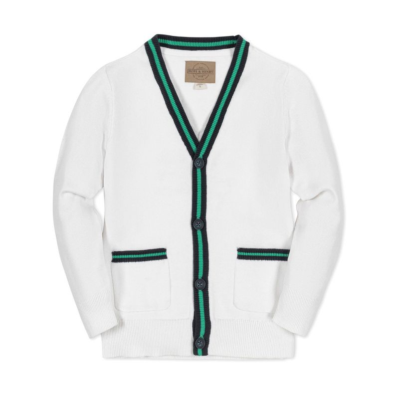 Hope & Henry Boys' Long Sleeve Tipped Cardigan Sweater, Kids