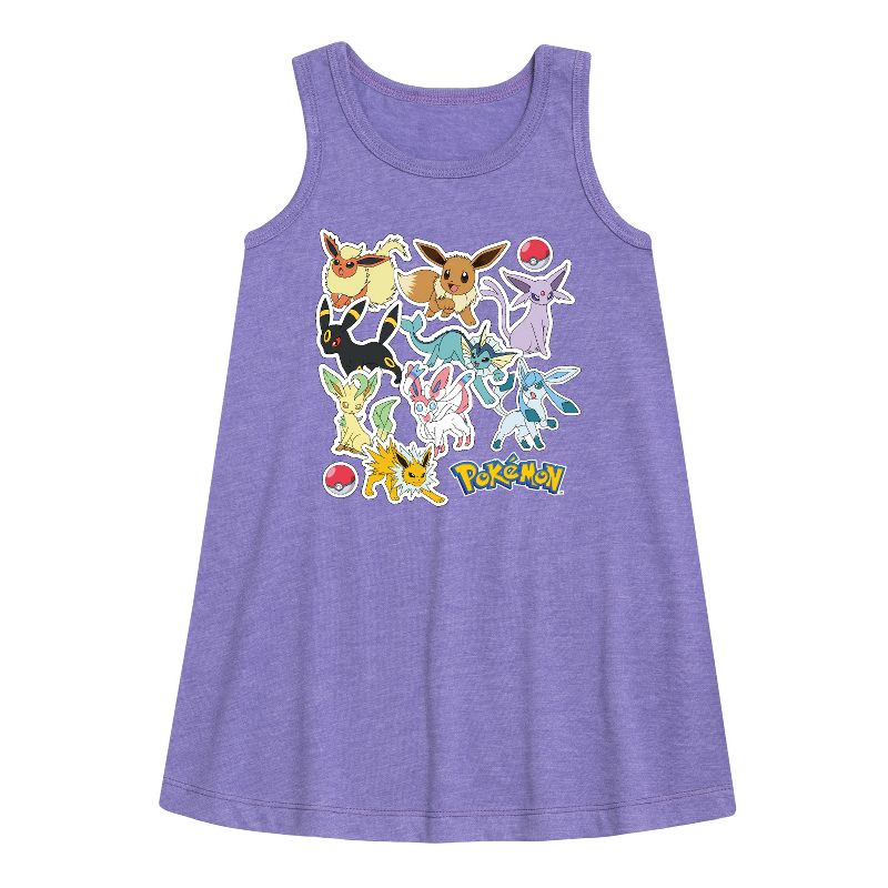 Girls' - Pokémon - Eeveelution Stickers Graphic Sleeveless Aline Dress