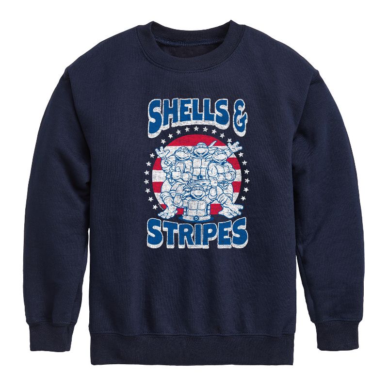 Boys' - Teenage Mutant Ninja Turtles - Shells And Stripes Graphic Long Sleeve Fleece Sweatshirt