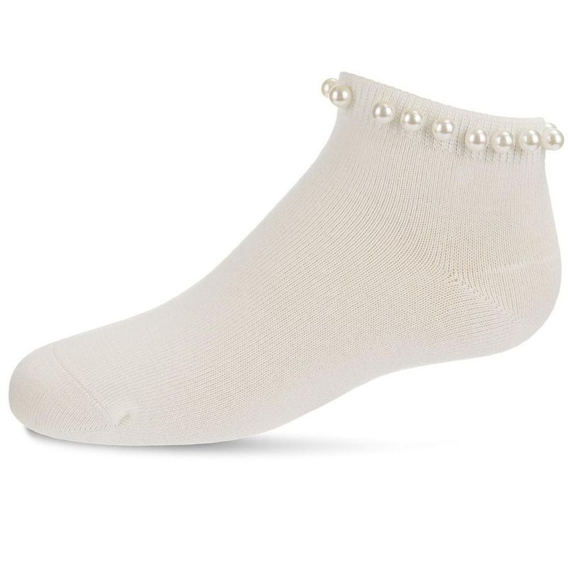 Memoi Pretty in Pearls Cotton Blend Anklet Socks