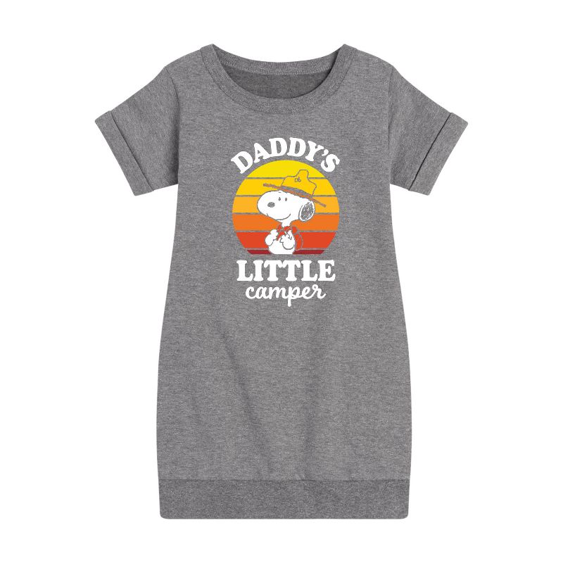 Girls' - Peanuts - Daddy Little Camper Graphic Short Sleeve Fleece Dress