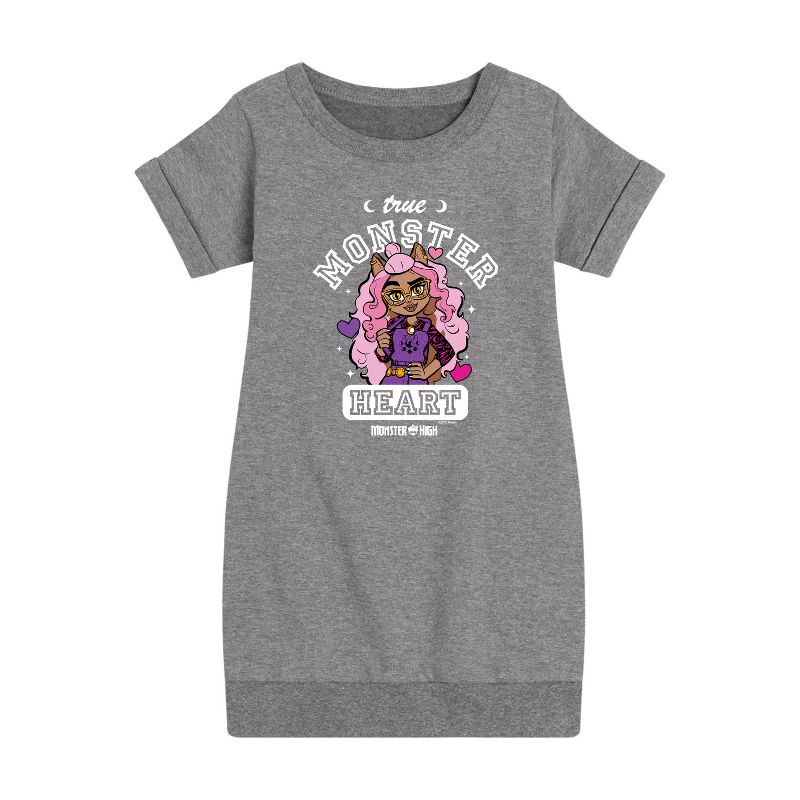 فستان صوف بأكمام قصيرة مطبوع عليه صورة "ترو مونستر آت هارت" للبنات من ماتيل