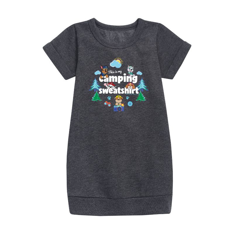Girls' - Paw Patrol - This Is My Camping Sweatshirt Graphic Short Sleeve Fleece Dress