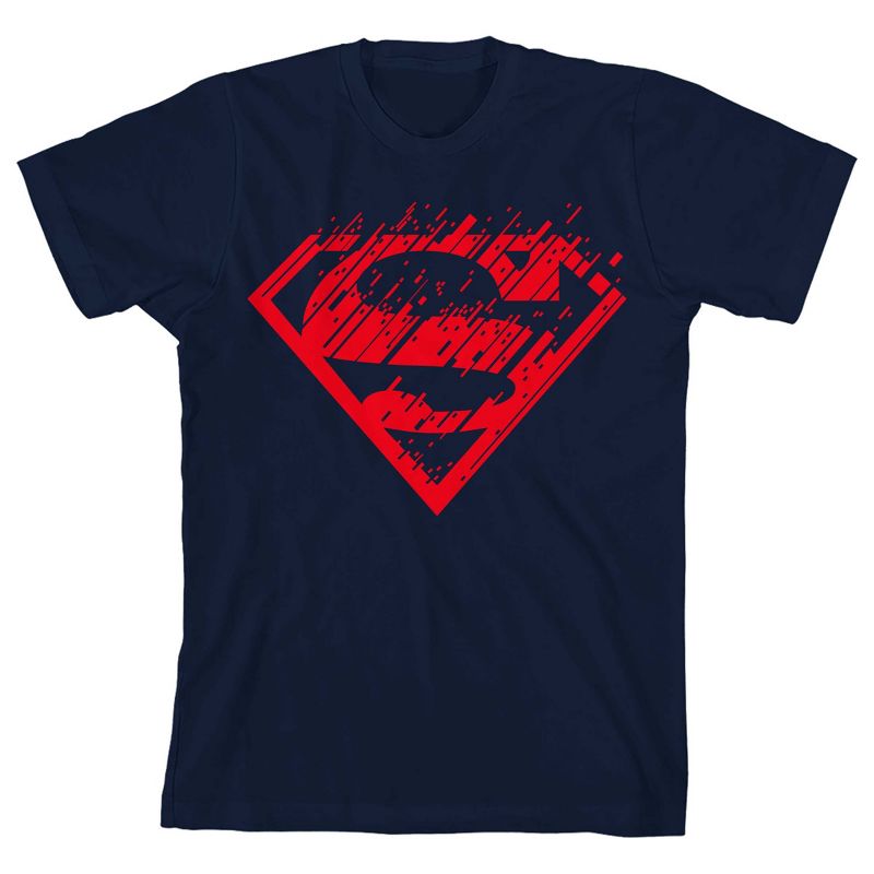 Superman Ripped Logo Boy's Navy T-shirt