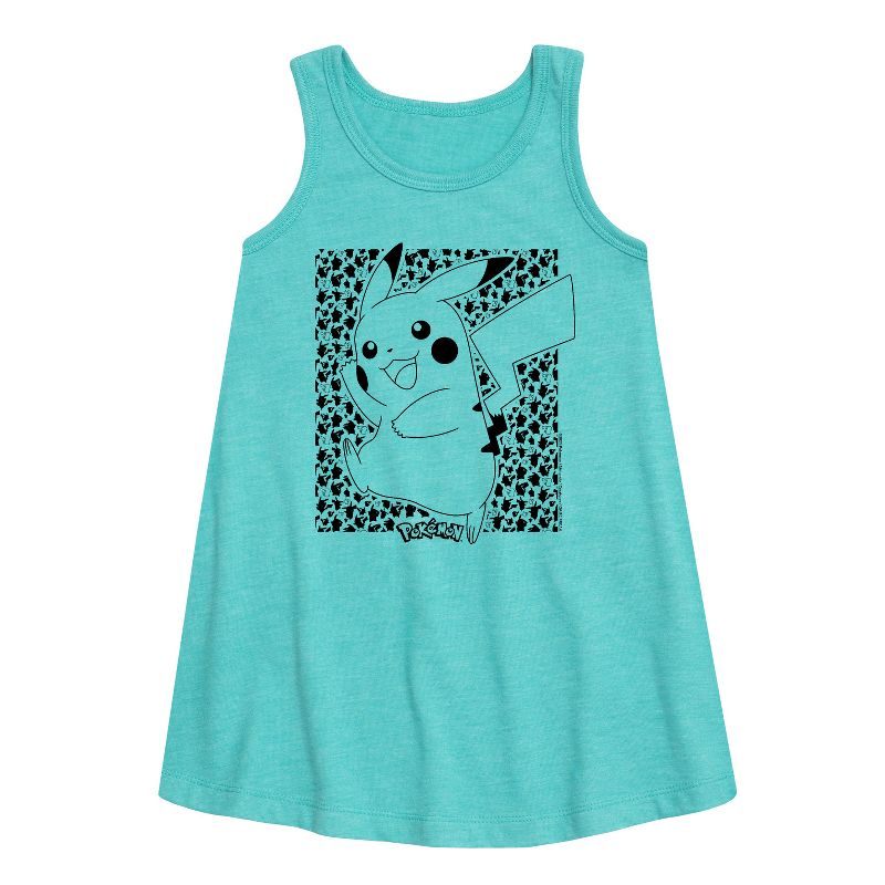 Girls' - Pokémon - Pikachu Pattern Graphic Sleeveless Aline Dress