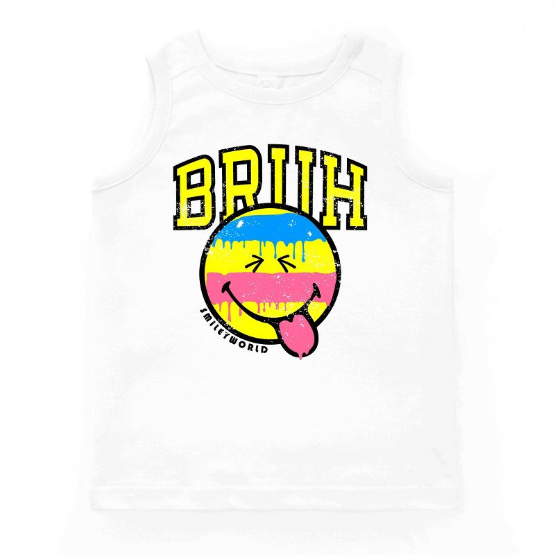 بلوزة بدون أكمام للشباب بتصميم ممزق من The Juniper Shop SmileyWorld Bruh Paint Drip