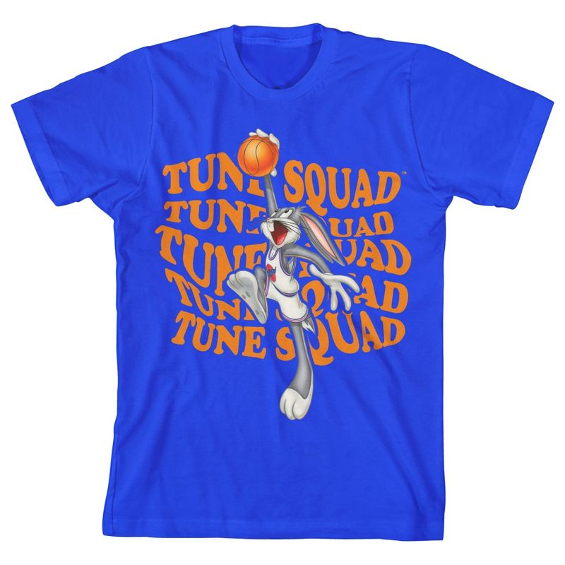 Bioworld Space Jam 1996 Bugs Bunny With Tune Squad Warped Graphic Youth Royal Blue Graphic Tee
