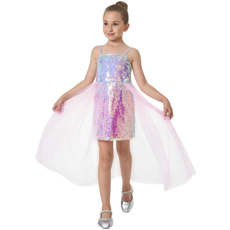 2Bunnies Girls' Shimmering Sequin Spaghetti Strap Mini Dress